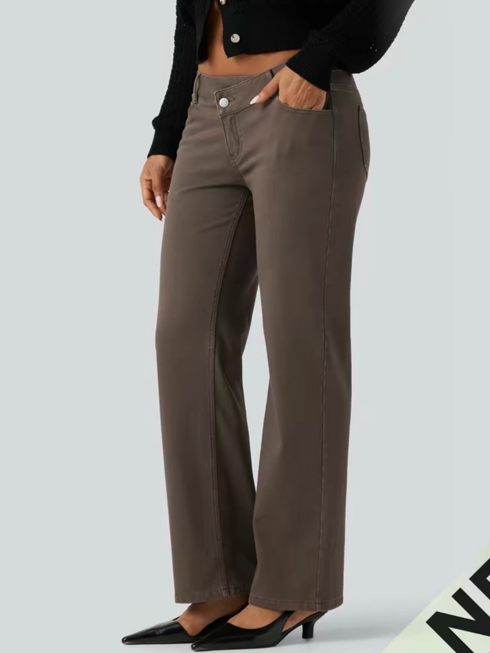 HALARA Wide-Leg Stretch Pants in Chocolate Taupe